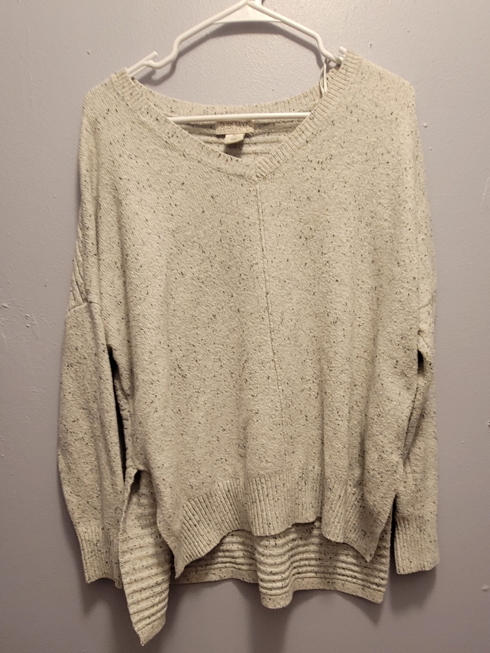 ruby moon Speckled Cream V-Neck Oversized Sweater